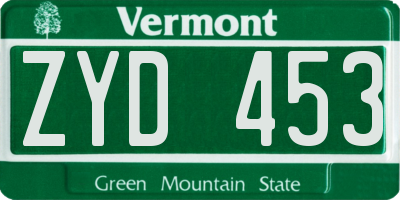 VT license plate ZYD453