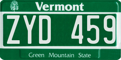 VT license plate ZYD459