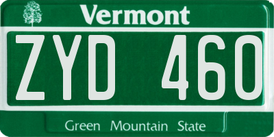 VT license plate ZYD460