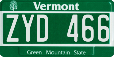 VT license plate ZYD466