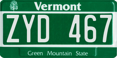 VT license plate ZYD467