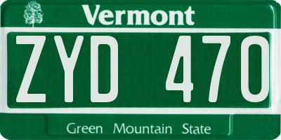 VT license plate ZYD470