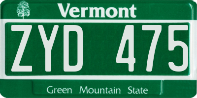 VT license plate ZYD475