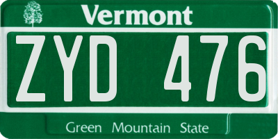 VT license plate ZYD476