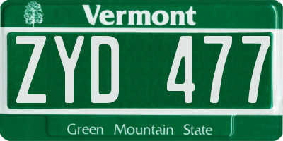 VT license plate ZYD477