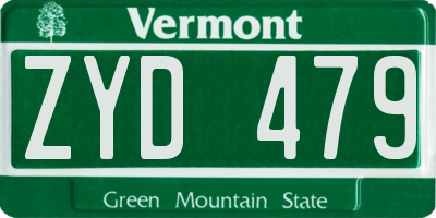 VT license plate ZYD479