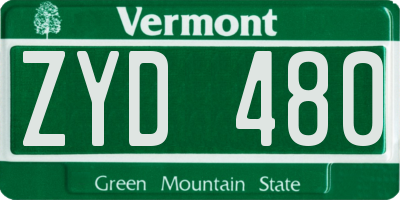 VT license plate ZYD480