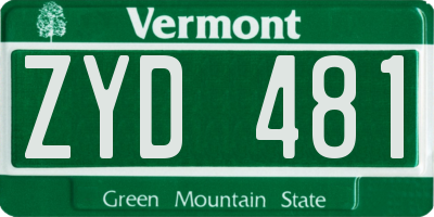 VT license plate ZYD481