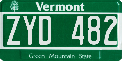 VT license plate ZYD482