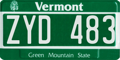 VT license plate ZYD483