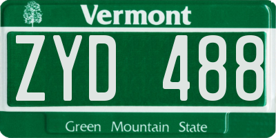 VT license plate ZYD488