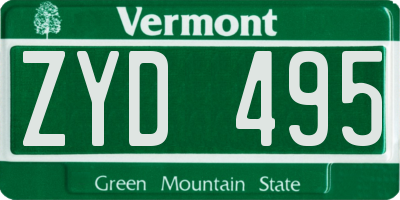 VT license plate ZYD495