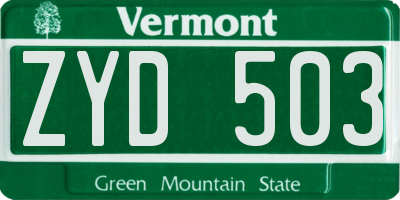 VT license plate ZYD503
