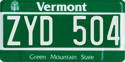 VT license plate ZYD504
