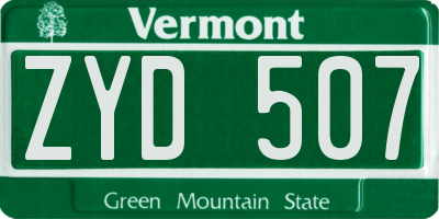 VT license plate ZYD507