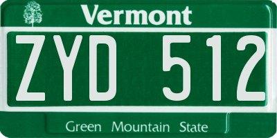 VT license plate ZYD512