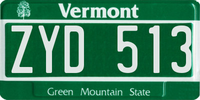 VT license plate ZYD513