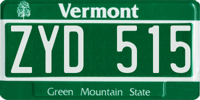 VT license plate ZYD515