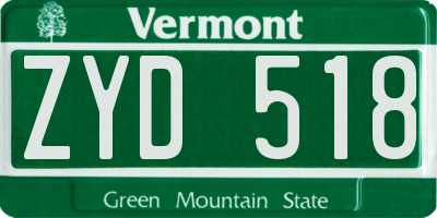 VT license plate ZYD518