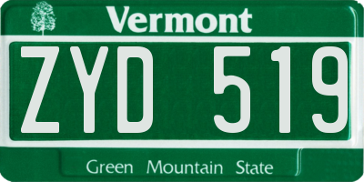 VT license plate ZYD519