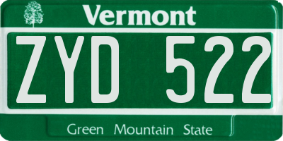 VT license plate ZYD522