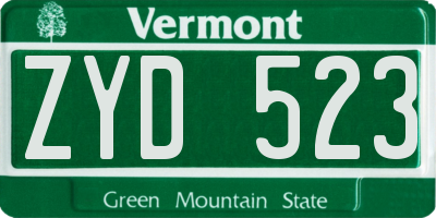 VT license plate ZYD523