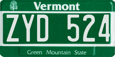 VT license plate ZYD524