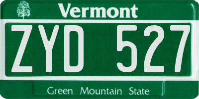 VT license plate ZYD527