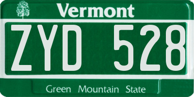 VT license plate ZYD528