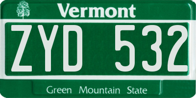 VT license plate ZYD532