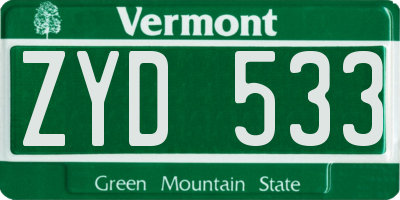 VT license plate ZYD533