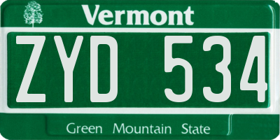VT license plate ZYD534