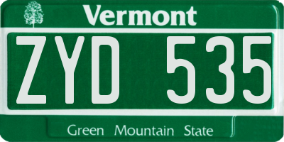 VT license plate ZYD535