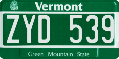 VT license plate ZYD539