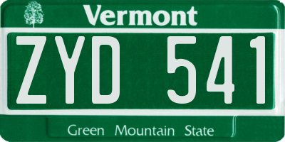 VT license plate ZYD541