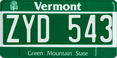 VT license plate ZYD543