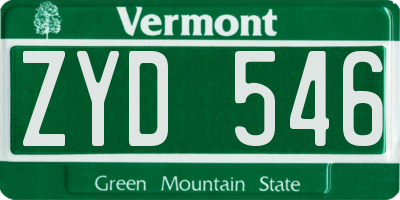 VT license plate ZYD546