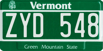 VT license plate ZYD548