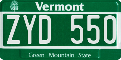 VT license plate ZYD550