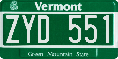VT license plate ZYD551