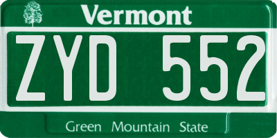 VT license plate ZYD552