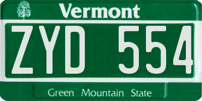 VT license plate ZYD554