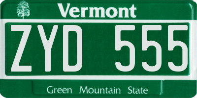 VT license plate ZYD555
