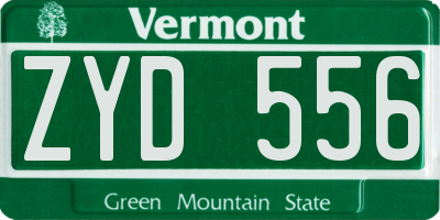 VT license plate ZYD556
