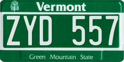 VT license plate ZYD557