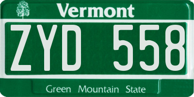 VT license plate ZYD558