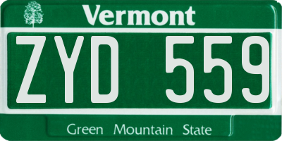 VT license plate ZYD559