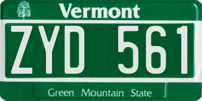 VT license plate ZYD561