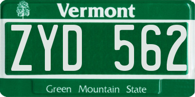 VT license plate ZYD562