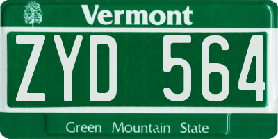 VT license plate ZYD564